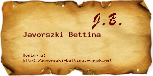 Javorszki Bettina névjegykártya